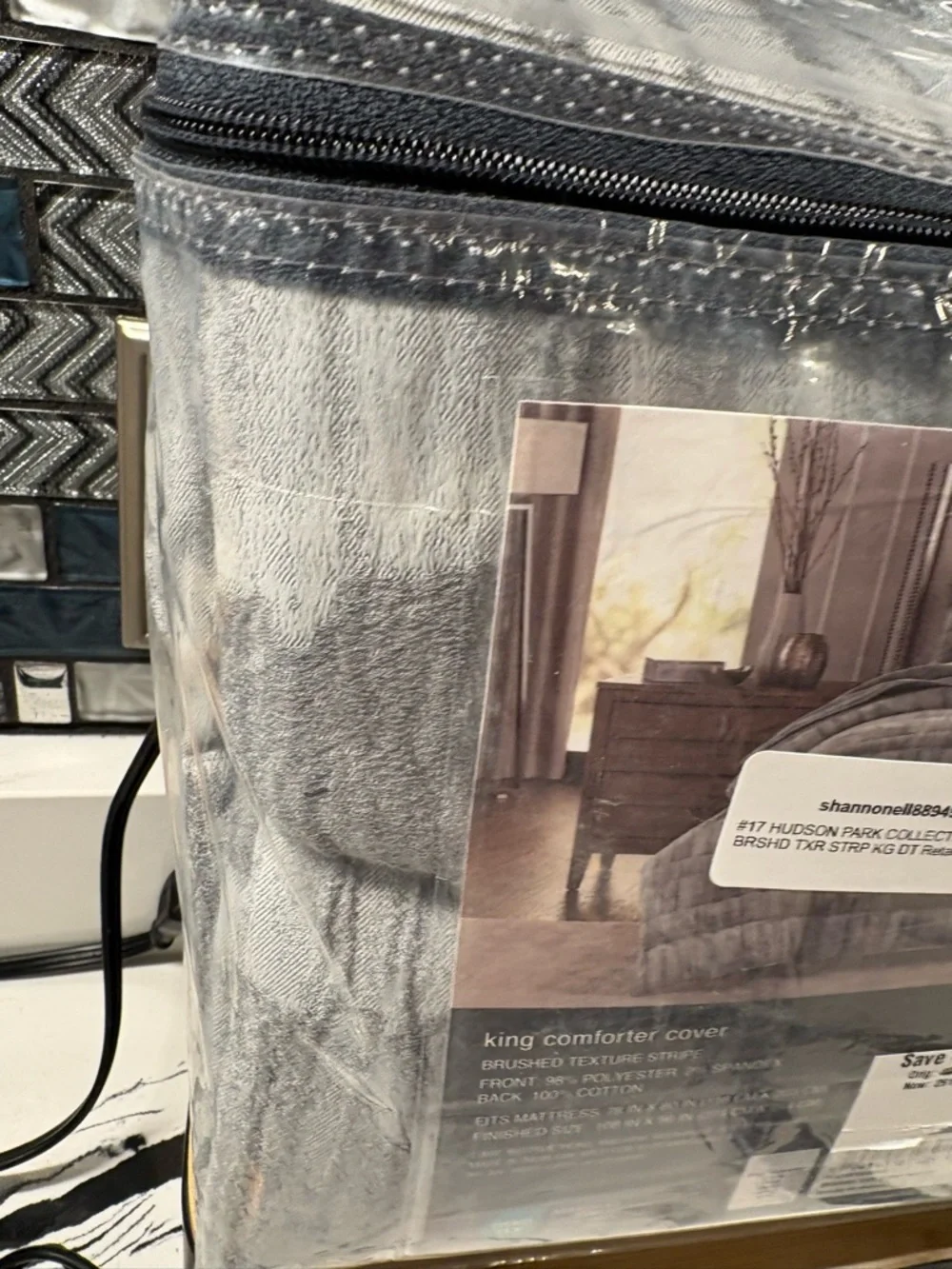 Hudson Jeans Hudson Park Collection Silver Gray Comforter Cover